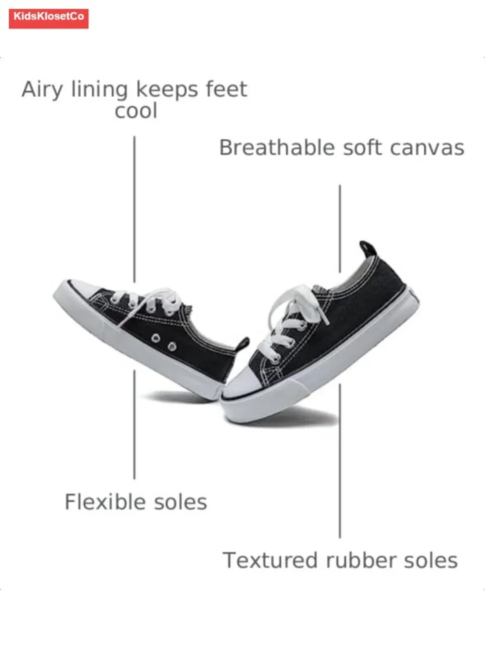Canvas Lace-Up Low Top Sneakers for Toddler Boys Girls School